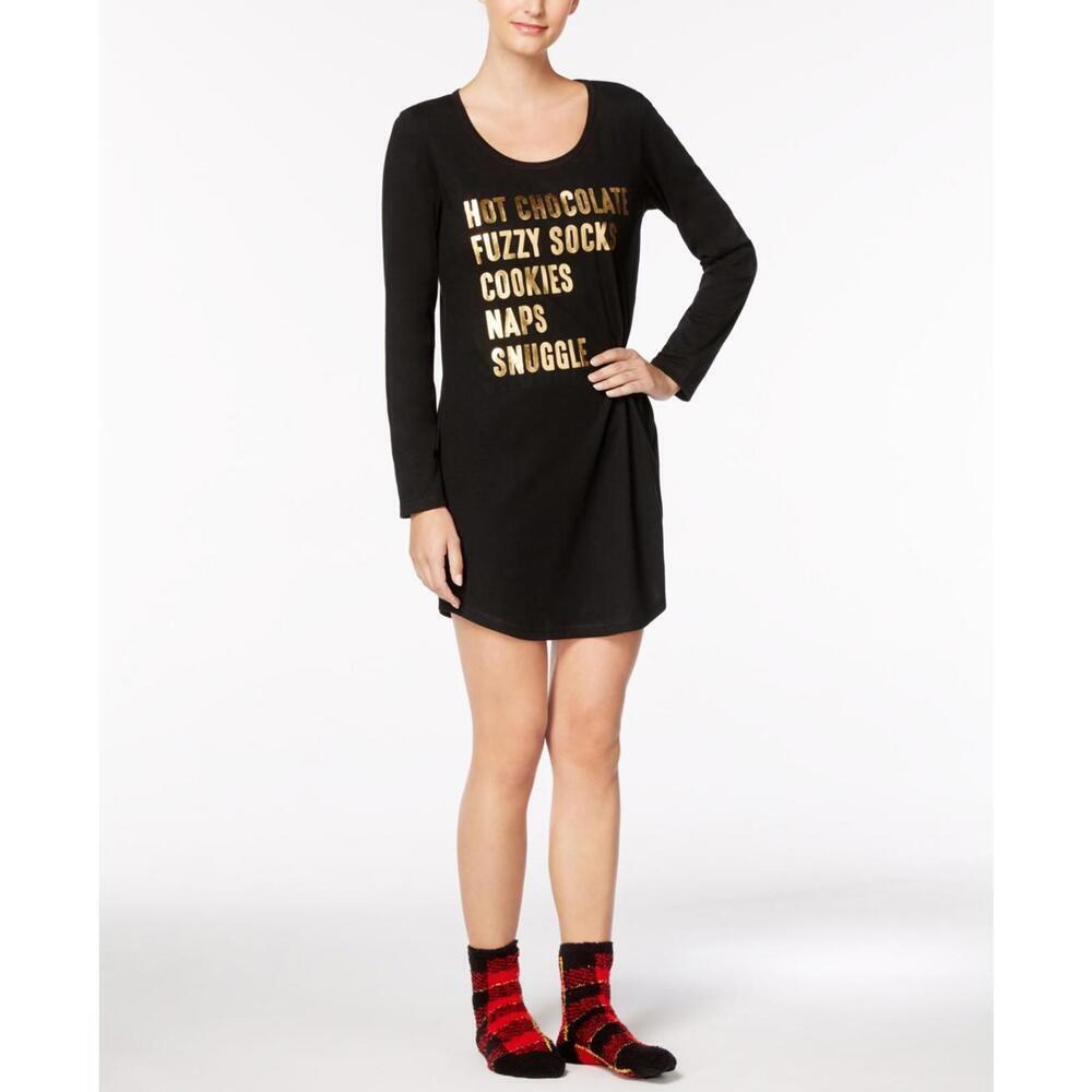 Jenni By Jennifer Moore Womens Graphic Top And Socks Sleepshirt Set Size XL